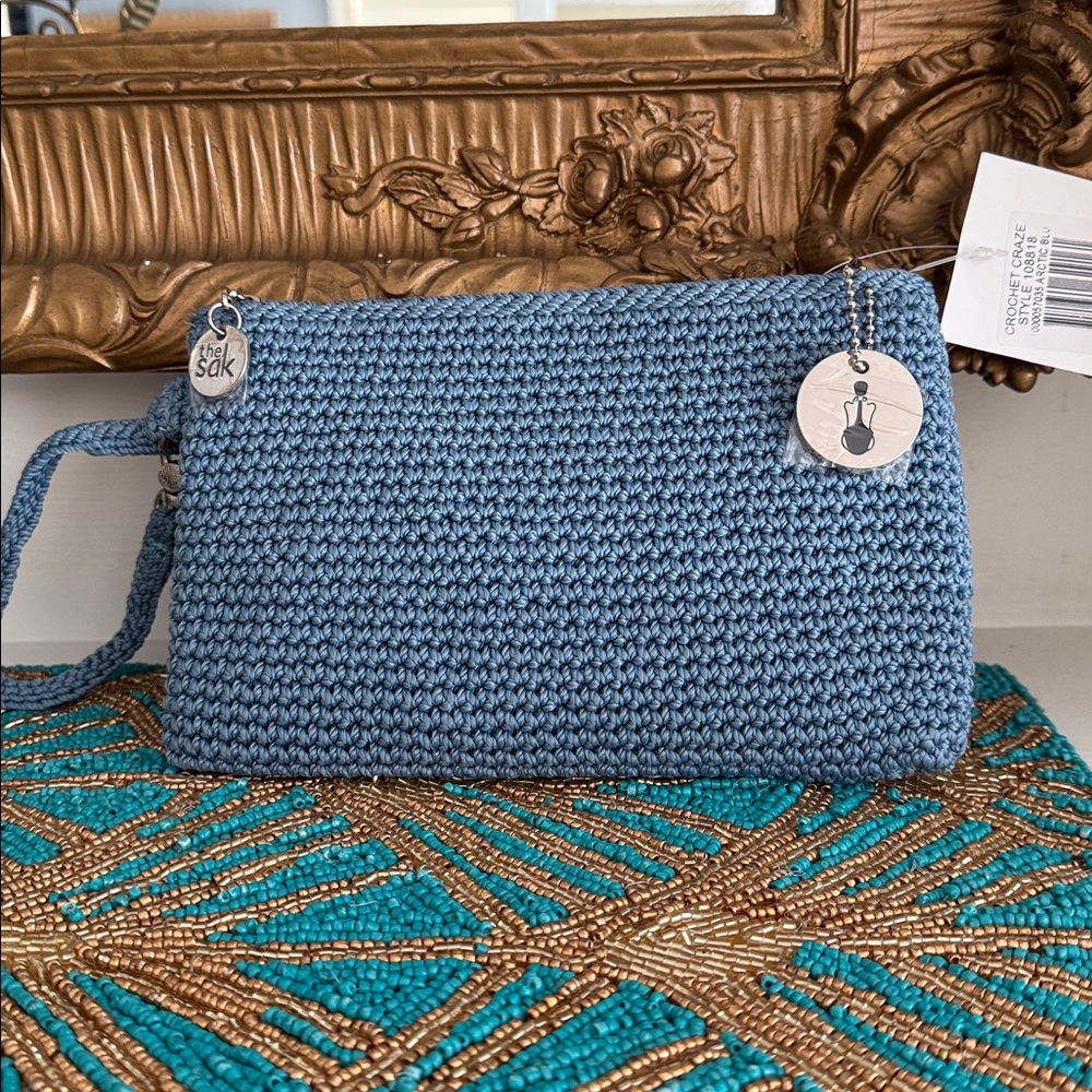 NWT The Sak Crochet Craze Wristlet in Arctic Blu - Picture 2 of 5